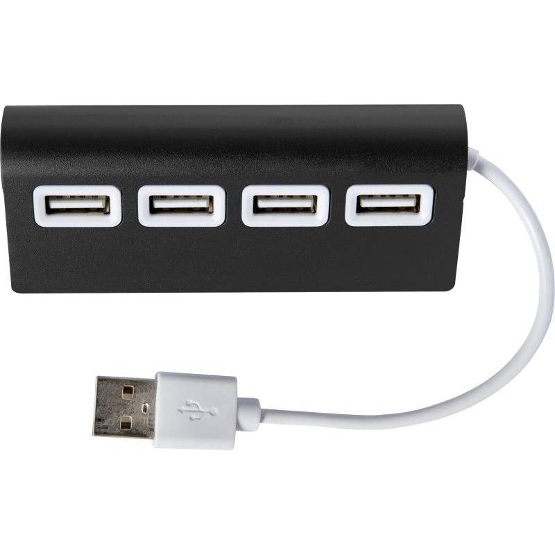 Hliníkový USB rozbočovač se 4 porty, černá Hliníkový USB rozbočovač se 4 porty, černá